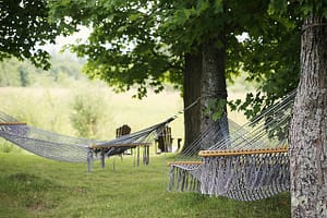 sleeping in a hammock outdoors
